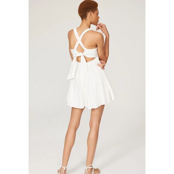 Louna‎ Romper Womens Medium White Tie Back Criss Cross Cotton Blend - Picture 3 of 16